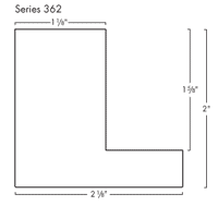 This large, L-shaped canvas floater frame features Black w/Brown Lines, and a 1-1/8 " flat face.

*Note: These solid wood, custom canvas floaters are for stretched canvas prints and paintings, and raised wood panels.